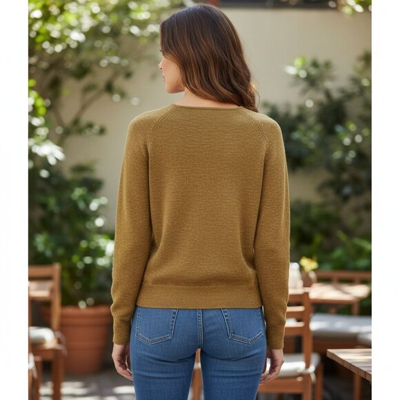 Madewell Womens Surplice Wrap Sweater M Olive Green Cotton Blend Long Sleeve - Picture 7 of 14